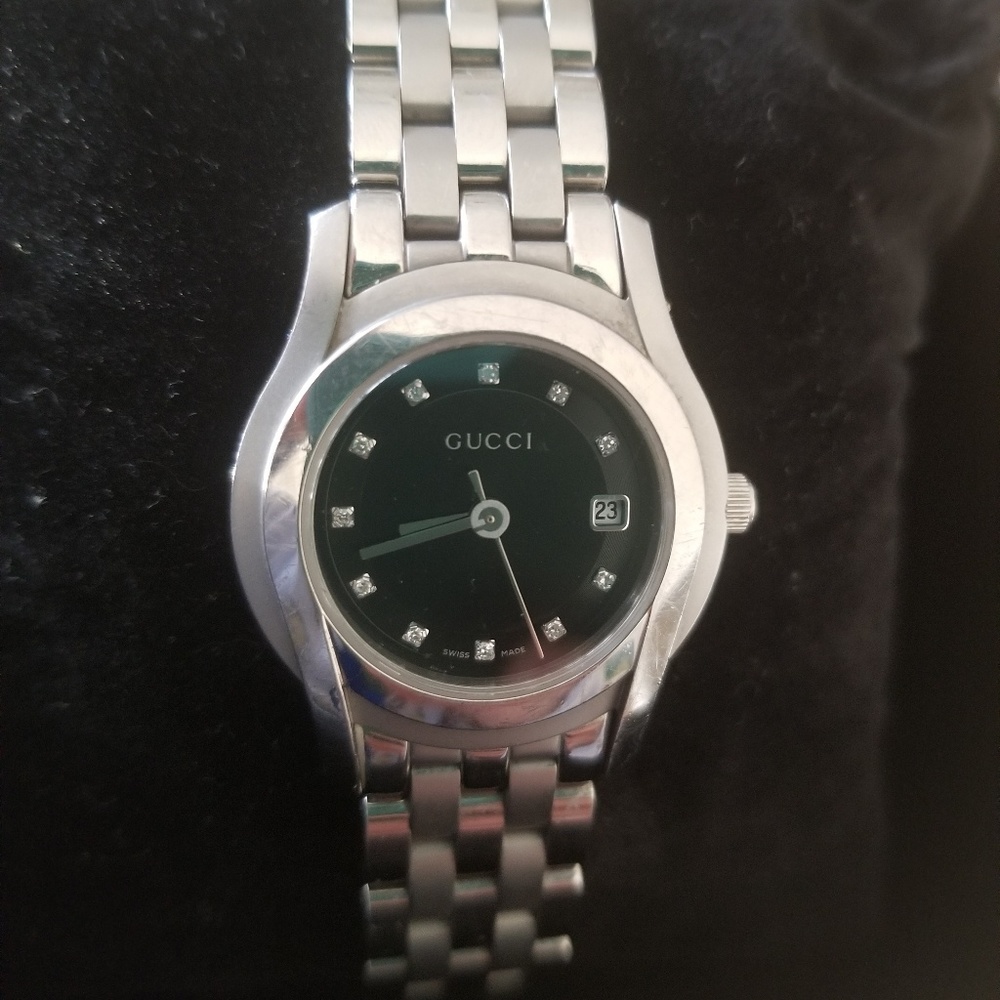 Gucci Stainless Steel Watch w/Diamond Markers